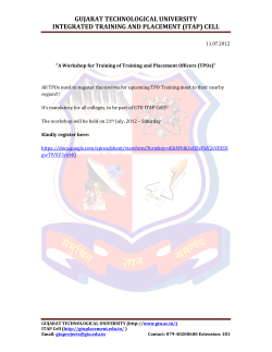A workshop for Training of Training and Placement Officers on 21.07.2012 - TPOs need to register before 18.07.2012