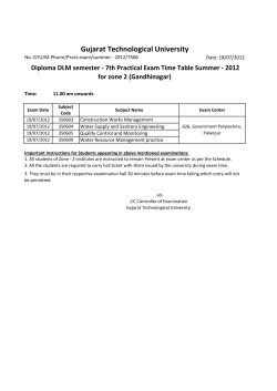 Diploma DLM semester - 7th Practical Exam Time Table Summer - 2012 for zone 2 (Gandhinagar)
