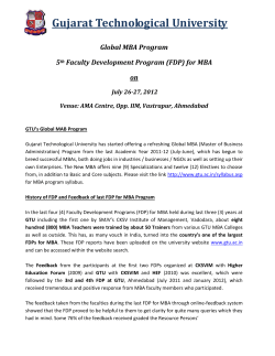 Gujarat Technological University organizes a Global MBA program 5th Faculty Development Program (FDP) for MBA on July, 26-27, 2012 at AMA, Ahmedabad
