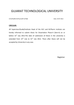 Extension for submission of Thesis for ME/M.Pharm DP-II Semester -4