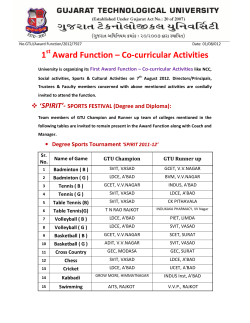 First Award Function - Co curricular Activities of GTU on 7th August 2012