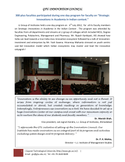 A Seminar on Strategic Innovations in Academia in the Indian Context at L J campus, Ahmedabad