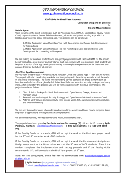 BE and MCA Final Year students: Mobile Application Development for both Final Year projects for BE and for Dissertation and 6th sem project for MCA students