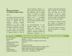 Prof P C Vasani, Principal LECollege, Morbi and Prof D H Ahir, Associate Dean -GTU offer to Colleges an inter-active Induction Training program for new faculty members