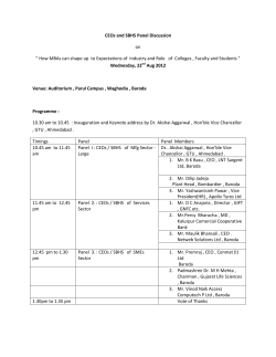 Invitatio: for all MBA faculty memebers of MBA Colleges, affiliated with GTU: CEOs Panel Discussion at Parul Auditorium on 22nd August 2012