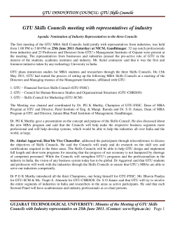 Minutes of the Meeting of GTU Skills Councils with Industry representative on 25th June 2011