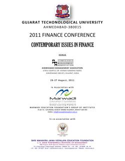 GTU announces first finance conference on contemporary issues in finance at AMA, Ahmedabad on 26-27 August, 2011 in association with Marwadi Education foundation