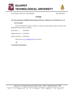 Online submission of Mid/Rem/Internal Marks of BE Sem- 2, Diploma Sem -2 & B.Pharm Sem -2 on the GTU website