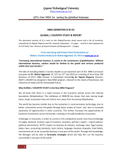 Part 2 of Guidelines for Global / Country Study Report, a compulsory course at MBA Semester III