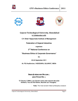 Call for Papers and Participation: Second National conference on Business Ethics Corporate Governance on 23-24 September 2011 at FGI Auditorium, Vadodara