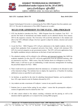 Rules for admission to the flexi &ndash; MBA program