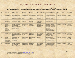 ALVCOM- Active Learning Video Lecture Communication- Schedule for 11th-12th January 2014