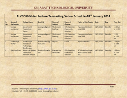 ALVCOM- Active Learning Video Lecture Communication- Schedule for 18th January 2014