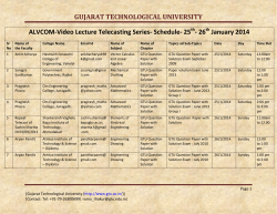 ALVCOM- Active Learning Video Lecture Communication- Schedule for 25th-26th January 2014