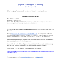 GTU TechFest: RoundTable Meet at 2.00 P.M on Sunday, 26th January 2014; All the Principals, Trustees, Faculty members and others, who have worked for TechFests are invited.