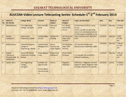 ALVCOM- Active Learning Video Lecture Communication- Schedule for 1st-2nd February 2014