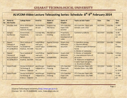 ALVCOM- Active Learning Video Lecture Communication- Schedule for 8th -9th February 2014