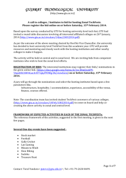 A call to colleges / Institutes to bid for hosting Zonal TechFests; Please register the bid online on or before Saturday, 15th February 2014