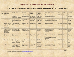 ALVCOM- Active Learning Video Lecture Communication- Schedule for 1st-2nd March 2014
