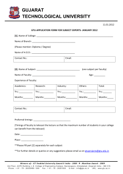 GTU-APPLICATION FORM FOR SUBJECT EXPERTS- JANUARY 2012