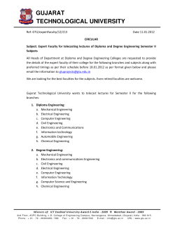 Circular for H.O.D. of all diploma and Degree Engineering Colleges to provide expert faculties for lecture telecasting of semester II subjects