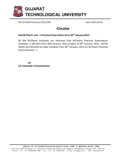 M.Pharm Sem -1 Practical Exam Starts from 30th January,2012