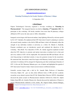 140 faculty members participate in a 2-day Workshop on Patenting for Pharmaceuticals