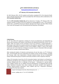 GTU Sankuls Day program from 6 PM to 8.30 PM on Tuesday, 14th Feb. 2012 at Paryavaran Mandir