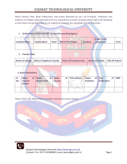 For Grants received as well as patents filled, All are requested to inform so that these information's can be highlighted on the website