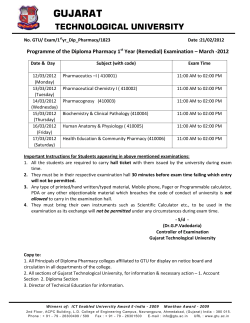 Programme of the Diploma Pharmacy 1st Year (Remedial) Examination – March -2012