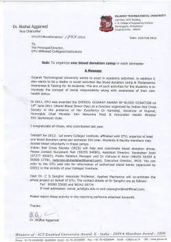 Message from Honorable VC : To organize one blood donation camp in each semester