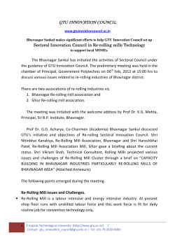 Bhavnagar Sankul makes efforts to help GTU Innovation Council set up Sectoral Innovation Council in Re-rolling mills Technology to support local MSMEs