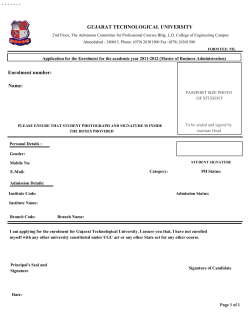 Blank Enrollment Form for MBA