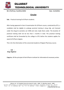 Practical training for B.Pharm students.