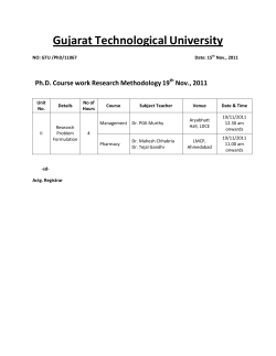 Ph.D. Course work Research Methodology 19 th Nov., 2011