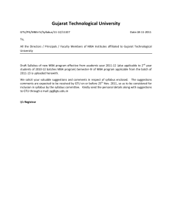 Proposed MBA Semester IV Syllabus from the Academic Year 2011 -12 (2nd Year student of 2010-12 batch also)