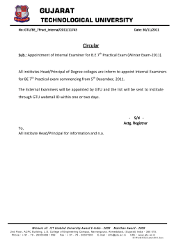 Appointment of Internal Examiner for B.E 7th Practical Exam (Winter Exam-2011).