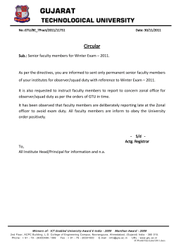 Senior faculty members for Winter Exam – 2011