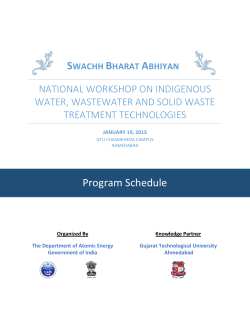 Schedule for National Workshop on Indigenous Water, Wastewater and Solid Waste Treatment Technologies
