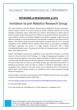 Inviting faculties to join GTU Robotics Research Group.