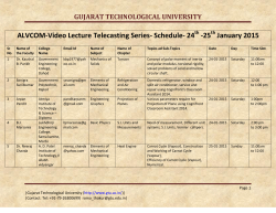 ALVCOM- Active Learning Video Lecture Communication- Schedule for 24th-25th January 2015