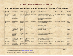 ALVCOM- Active Learning Video Lecture Communication- Schedule for 31st January-1st February 2015