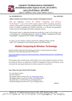 Calling Faculties of GTU affiliated colleges to join Research Group at PG research center for Mobile Computing & Wireless Technologies