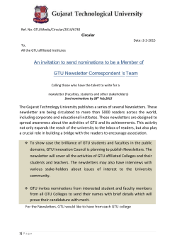 An invitation to send nominations to be a Member of GTU Newsletter Correspondent &rsquo;s Team