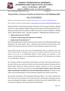 IMPORTANT CIRCULAR for Students of BE and their HODs and Principals about the Blended Massive Open Online Courses: Register online on or before 12th February 2015
