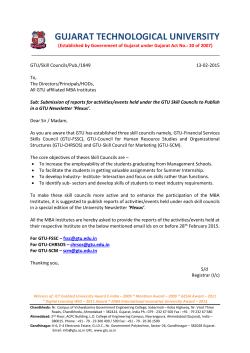 Call for MBA Institutes to submit reports of activities/events held under the GTU Skill Councils