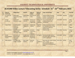 ALVCOM- Active Learning Video Lecture Communication- Schedule for 21st-22nd February 2015