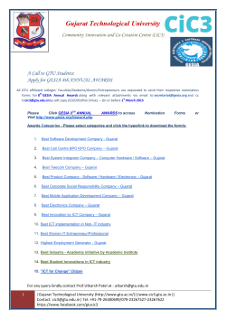 A Call to GTU Community: Apply for GESIA 8th ANNUAL AWARDS Last date for GTU Students is extended upto 1st March 2015