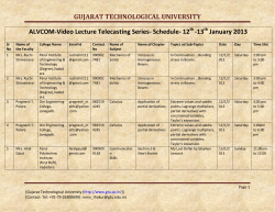 ALVCOM- Active Learning Video Lecture Communication- Schedule for 12th-13th January 2013