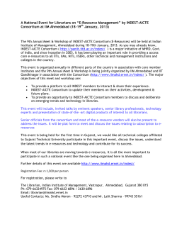 A National Event for Librarians on &ldquo;E-Resource Management&rdquo; by INDEST-AICTE Consortium at IIM Ahmedabad on 18-19th January, 2013; Librarians of Colleges and Institutions can benefit from the conference.